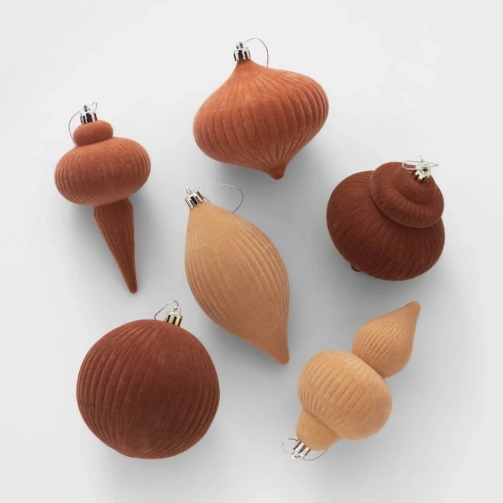 New Target Wondershop Flocked Finial Ornaments Neutral Set of 6